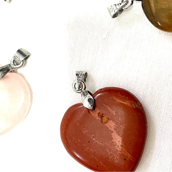 Natural Gemstone Puffy Heart Pendant - Picture 8 of 9